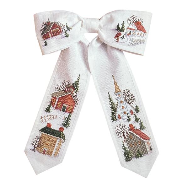 Cross Stitch "BOW TIES" Door Decoration Kit 11" x 17" Made in USA - Picture 4 of 5